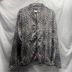 Heart Soul Zip Up Jacket Leopard Heart Print sz 3xl XXXL EUC pink black
